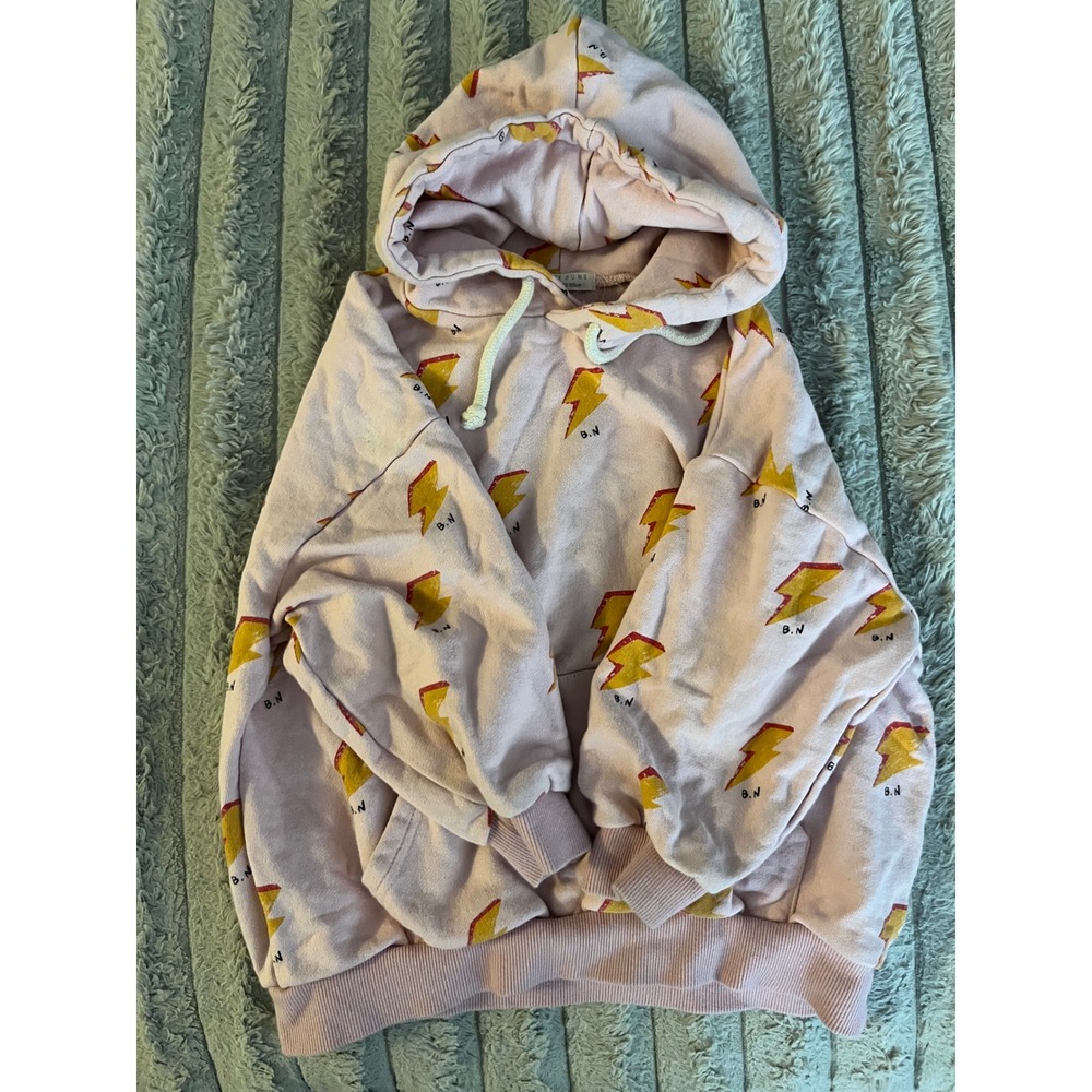 Boneoune Kids Light Pink Lightning Bolt Print Hoodie Sweatshirt Size 4-5Y